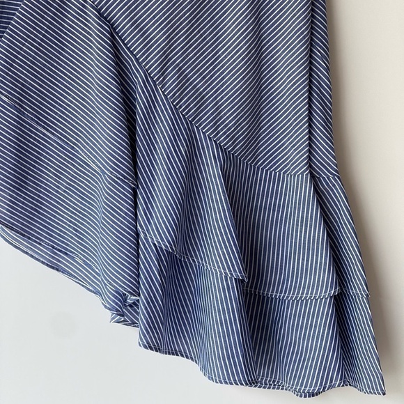 A New Day Women's Blue Striped High Low Ruffled Casual Skirt, Sz 2 - Picture 6 of 8